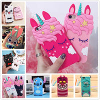 3D Cartoon Soft Silicone Phone Case For iPhone 5S 6 6S 7 8 Plus X Cover Mickey Judy Rabbit Smile Cat Tiger Stitch Unicorn Animal